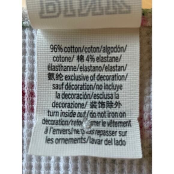 Pink Victoria's Secret Cropped Waffle Knit Thermal Top Sz XL Floral Loungewear - Picture 7 of 10